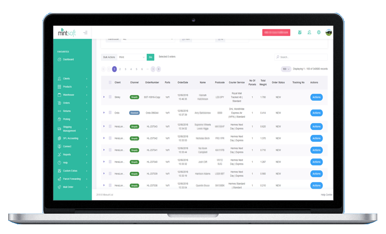 screenshot of Access Mintsoft